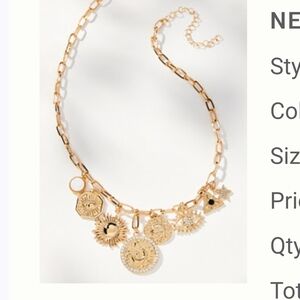 Anthropologie Gold Sun Charm Necklace